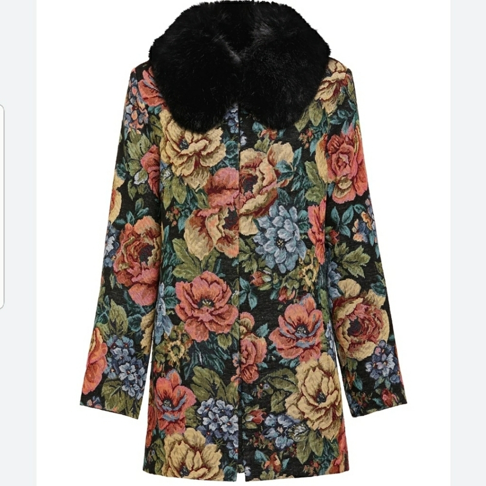 UNREAL FUR MONARCH COAT COLOR:TAPESTRY, SIZE S, RETAIL PRICE $429.00